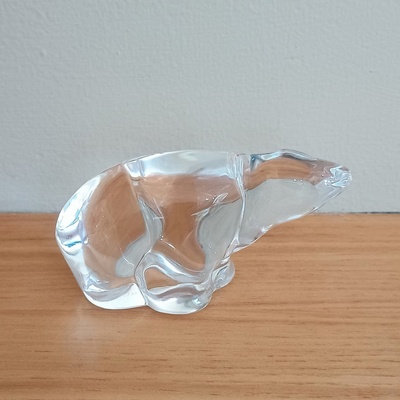 Vintage Hadeland Of Norway Crystal Glass Polar Bear Paperweight Figurine 3.25" - Picture 1 of 10